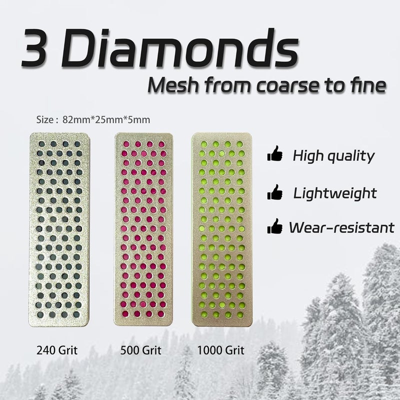 IGOSKI Snowboard Ski Edge Bevel Tuning ski Wax kit Diamonds 3 Pieces Diamond File 240 Grit 500 Grit 1000 Grit for Skier - Image 2
